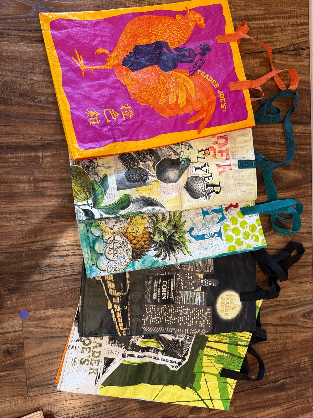 Trader Joe’s Reusable Bags — Orange Chicken, Corn, Fearless Flyer